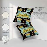 Custom Name Kawaii French Fries Fast Food Seamless Pattern White Square Filled Cushion Throw Pillow Sofa Bed Home Decor Zip Washable UK Made