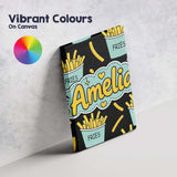 Personalised Name Cute Kawaii French Fries Custom  Unique Gift Idea Elegant Feature Canvas Wall Art Print Decor Picture Ready to Hang