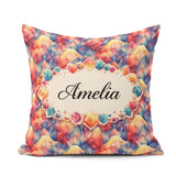 Custom Name Vibrant Abstract Crystal Brushstroke Seamless Lovely Square Filled Cushion Throw Pillow Sofa Bed Home Decor Zip Washable UK Made
