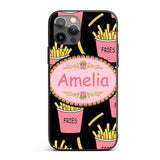 Cute Kawaii French Fries Fast Food Printed Design Custom Name Protective Phone Case Mobile Cover Durable Everyday Smartphone Shock Resistant