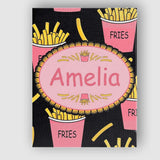 Personalised Name Cute Kawaii French Fries Custom  Unique Gift Idea Elegant Feature Canvas Wall Art Print Decor Picture Ready to Hang