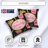 Custom Name Kawaii French Fries Fast Food Seamless Pattern White Square Filled Cushion Throw Pillow Sofa Bed Home Decor Zip Washable UK Made