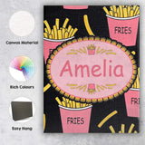 Personalised Name Cute Kawaii French Fries Custom  Unique Gift Idea Elegant Feature Canvas Wall Art Print Decor Picture Ready to Hang