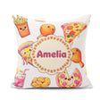 Custom Name Kawaii Pizza Chicken Soda Fast Food Seamless Pattern Square Filled Cushion Throw Pillow Sofa Bed Home Decor Zip Washable UK Made