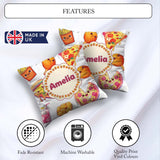 Custom Name Kawaii Pizza Chicken Soda Fast Food Seamless Pattern Square Filled Cushion Throw Pillow Sofa Bed Home Decor Zip Washable UK Made