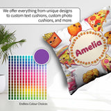 Custom Name Kawaii Pizza Chicken Soda Fast Food Seamless Pattern Square Filled Cushion Throw Pillow Sofa Bed Home Decor Zip Washable UK Made