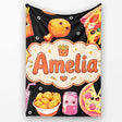 Kawaii Pizza Chicken Soda Fast Food Seamless Pattern Clean White  Personalised Custom Name Super Soft Fleece Blanket Bed Sofa Throw