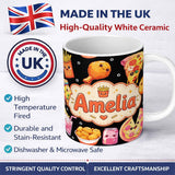 Personalized Custom Name Kawaii Pizza Chicken Soda Fast Food Seamless Pattern Clean White 11oz Ceramic Coffee Tea Mug White Large Handle