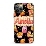 Cute Kawaii Pizza Chicken Soda Fast Food Seamless Custom Name Protective Phone Case Mobile Cover Durable Everyday Smartphone Shock Resistant