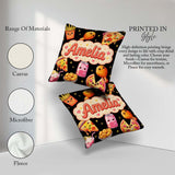 Custom Name Cute Kawaii Pizza Chicken Soda Fast Food Pattern Dot Square Filled Cushion Throw Pillow Sofa Bed Home Decor Zip Washable UK Made