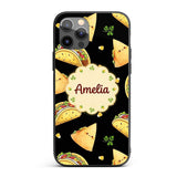 Cute Kawaii Taco Wrap Mexican Food Printed Design Custom Name Protective Phone Case Mobile Cover Durable Everyday Smartphone Shock Resistant