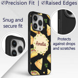 Cute Kawaii Taco Wrap Mexican Food Printed Design Custom Name Protective Phone Case Mobile Cover Durable Everyday Smartphone Shock Resistant