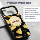 Cute Kawaii Taco Wrap Mexican Food Printed Design Custom Name Protective Phone Case Mobile Cover Durable Everyday Smartphone Shock Resistant