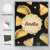 Personalised Name Cute Kawaii Taco Wrap Custom  Modern Room Accent Elegant Feature Canvas Wall Art Print Decor Picture Ready to Hang