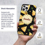 Cute Kawaii Taco Wrap Mexican Food Printed Design Custom Name Protective Phone Case Mobile Cover Durable Everyday Smartphone Shock Resistant