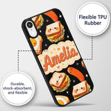 Kawaii Breakfast Food Characters Printed Design Custom Name Protective Phone Case Mobile Cover Durable Everyday Smartphone Shock Resistant