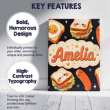 Personalised Name Kawaii Breakfast Food Custom  Modern Room Accent Elegant Feature Canvas Wall Art Print Decor Picture Ready to Hang