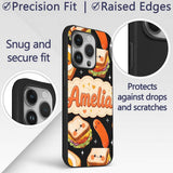 Kawaii Breakfast Food Characters Printed Design Custom Name Protective Phone Case Mobile Cover Durable Everyday Smartphone Shock Resistant