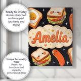 Personalised Name Kawaii Breakfast Food Custom  Modern Room Accent Elegant Feature Canvas Wall Art Print Decor Picture Ready to Hang