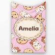 Cute Chocolate Milk and Cookies Kawaii Cartoon Sweet Snacks  Personalised Custom Name Super Soft Fleece Blanket Bed Sofa Throw