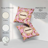 Custom Name Cute Chocolate Milk and Cookies Kawaii Cartoon Sweet Square Filled Cushion Throw Pillow Sofa Bed Home Decor Zip Washable UK Made