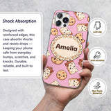 Cute Chocolate Milk and Cookies Kawaii Cartoon Custom Name Protective Phone Case Mobile Cover Durable Everyday Smartphone Shock Resistant