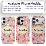 Cute Chocolate Milk and Cookies Kawaii Cartoon Custom Name Protective Phone Case Mobile Cover Durable Everyday Smartphone Shock Resistant