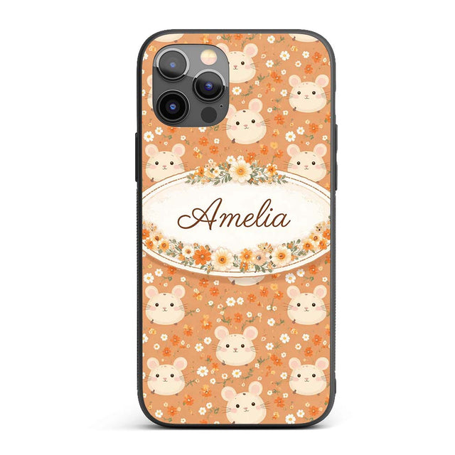 Cute Bunny Floral Meadow Seamless Printed Design Custom Name Protective Phone Case Mobile Cover Durable Everyday Smartphone Shock Resistant