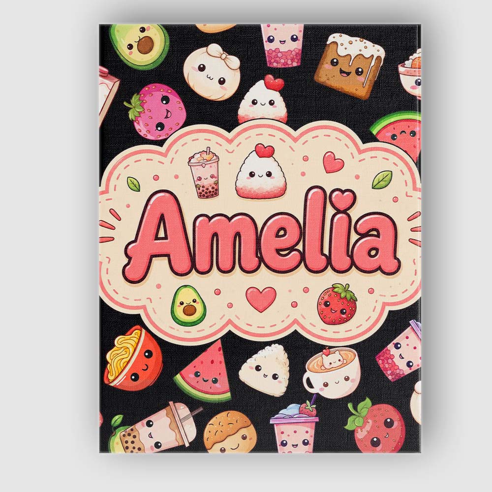Personalised Name Kawaii Food Collection Custom  Unique Gift Idea Elegant Feature Canvas Wall Art Print Decor Picture Ready to Hang