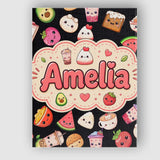 Personalised Name Kawaii Food Collection Custom  Unique Gift Idea Elegant Feature Canvas Wall Art Print Decor Picture Ready to Hang
