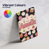 Personalised Name Kawaii Food Collection Custom  Unique Gift Idea Elegant Feature Canvas Wall Art Print Decor Picture Ready to Hang
