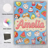 Personalised Name Kawaii Food Collection Custom  Unique Gift Idea Elegant Feature Canvas Wall Art Print Decor Picture Ready to Hang