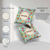 Custom Name Kawaii Food Collection Sushi Fruit Drink Green Cute Square Filled Cushion Throw Pillow Sofa Bed Home Decor Zip Washable UK Made