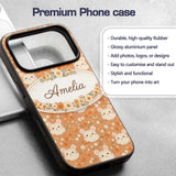 Cute Bunny Floral Meadow Seamless Printed Design Custom Name Protective Phone Case Mobile Cover Durable Everyday Smartphone Shock Resistant
