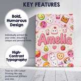 Personalised Name Kawaii Food Collection Custom  Unique Gift Idea Elegant Feature Canvas Wall Art Print Decor Picture Ready to Hang