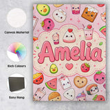 Personalised Name Kawaii Food Collection Custom  Unique Gift Idea Elegant Feature Canvas Wall Art Print Decor Picture Ready to Hang