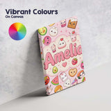 Personalised Name Kawaii Food Collection Custom  Unique Gift Idea Elegant Feature Canvas Wall Art Print Decor Picture Ready to Hang