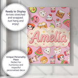 Personalised Name Kawaii Food Collection Custom  Unique Gift Idea Elegant Feature Canvas Wall Art Print Decor Picture Ready to Hang