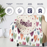 Watercolor Pastel Hearts Love Pattern Soft Romantic Seamless Name  Personalised Custom Name Super Soft Fleece Blanket Bed Sofa Throw
