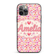 Watercolor Pink Red Hearts Love Romantic Seamless Custom Name Protective Phone Case Mobile Cover Durable Everyday Smartphone Shock Resistant