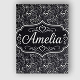 Personalised Name Elegant Black White Swirl Custom  Bespoke Interior Contemporary Canvas Wall Art Print Decor Picture Ready to Hang