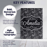 Personalised Name Elegant Black White Swirl Custom  Bespoke Interior Contemporary Canvas Wall Art Print Decor Picture Ready to Hang