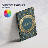 Personalised Name Luxury Ornate Blue Gold Custom  Unique Gift Idea Elegant Feature Canvas Wall Art Print Decor Picture Ready to Hang