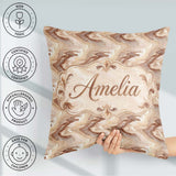 Custom Name Beige Marble Fluid Abstract Swirl Seamless Name Cute Square Filled Cushion Throw Pillow Sofa Bed Home Decor Zip Washable UK Made