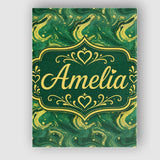 Personalised Name Green Yellow Fluid Marble Custom  Bespoke Interior Contemporary Canvas Wall Art Print Decor Picture Ready to Hang