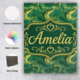 Personalised Name Green Yellow Fluid Marble Custom  Bespoke Interior Contemporary Canvas Wall Art Print Decor Picture Ready to Hang