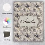 Personalised Name Neutral Beige Black Fluid Custom  Bespoke Interior Contemporary Canvas Wall Art Print Decor Picture Ready to Hang