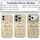 Vintage Palm Trees Desert Beige Tropical Seamless Custom Name Protective Phone Case Mobile Cover Durable Everyday Smartphone Shock Resistant