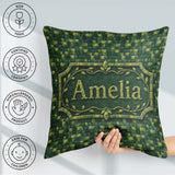 Custom Name Green Square Tile Mosaic Abstract Seamless Name Cute Square Filled Cushion Throw Pillow Sofa Bed Home Decor Zip Washable UK Made