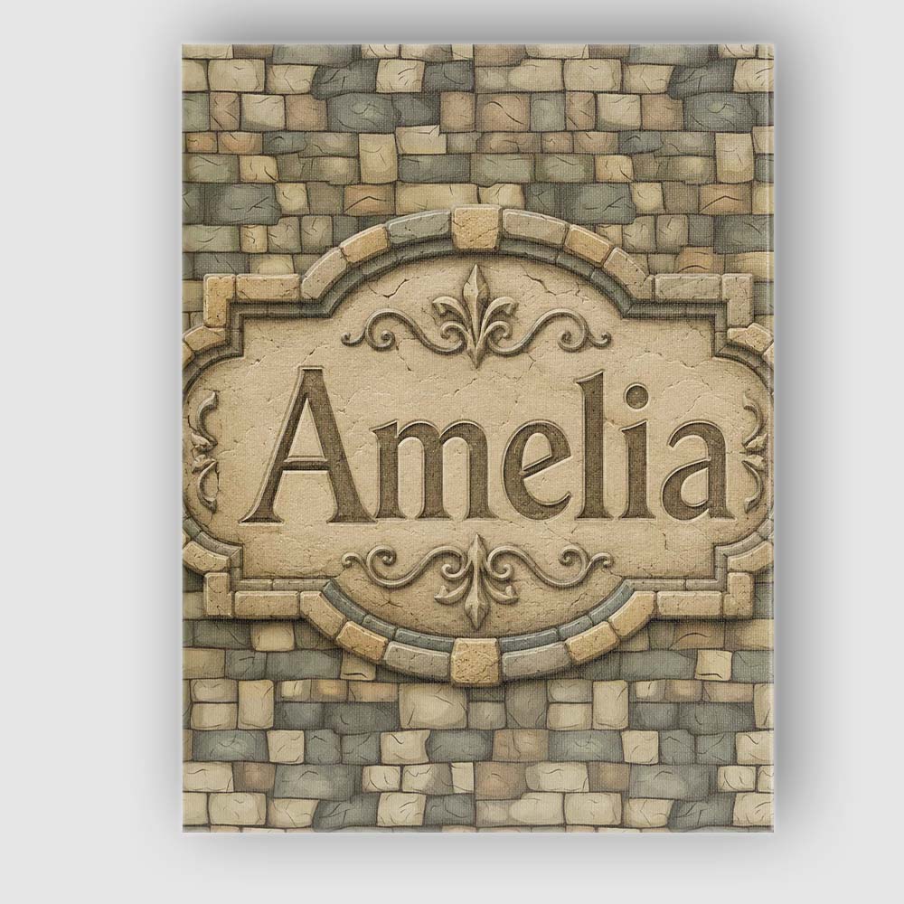 Personalised Name Beige Stone Brick Custom  Stylish Home Interior Elegant Feature Canvas Wall Art Print Decor Picture Ready to Hang